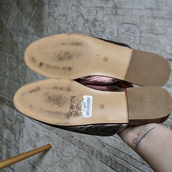 Catherine Malandrino Tuxedo silver metallic slip on loafer mules size 8.5 - Picture 8 of 10